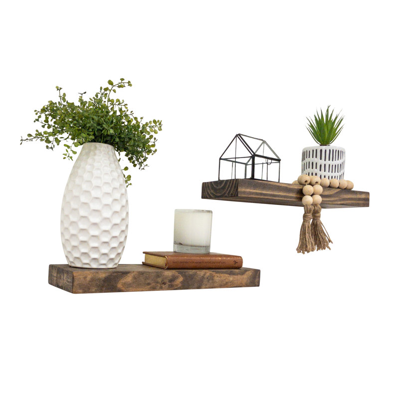 Birch Lane™ Grant 2 Piece Pine Solid Wood Floating Shelf & Reviews Wayfair